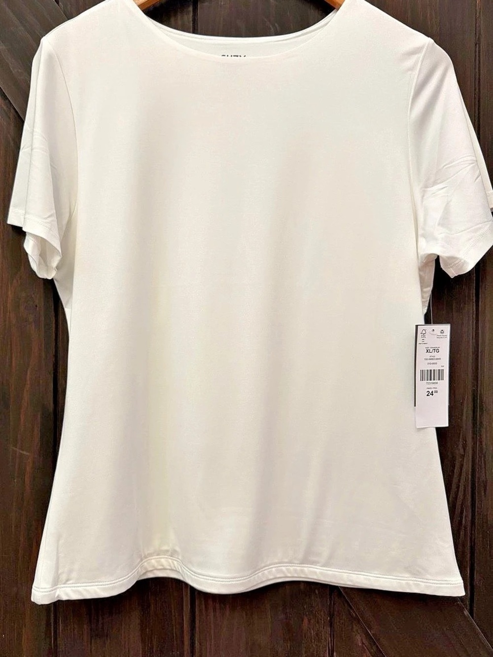 Suzy Shier Short Sleeve Crewneck Top in White Size XL NWT